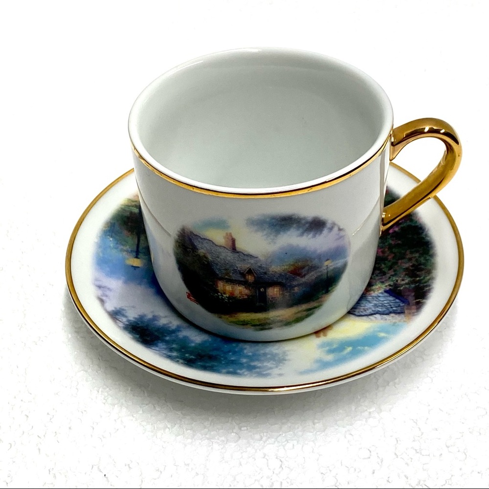 Thomas Kinkade moonlight cottage cup and saucer No Chips or Cracks Collectible